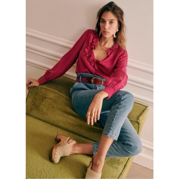 NWT Sézane Silk Blouse in Magenta size 6 - Picture 4 of 6